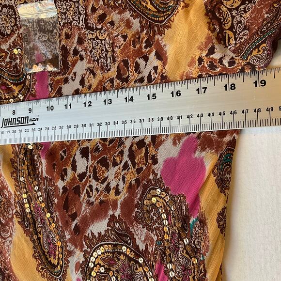 Midnight Velvet Big Girl Maxi Dress size 16W Short Sleeve V-neck Floral Tan Pink - Picture 4 of 11
